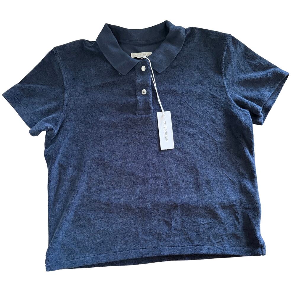 Outerknown Hightide Terry Cloth Polo Shirt Navy | Size XS | NWT